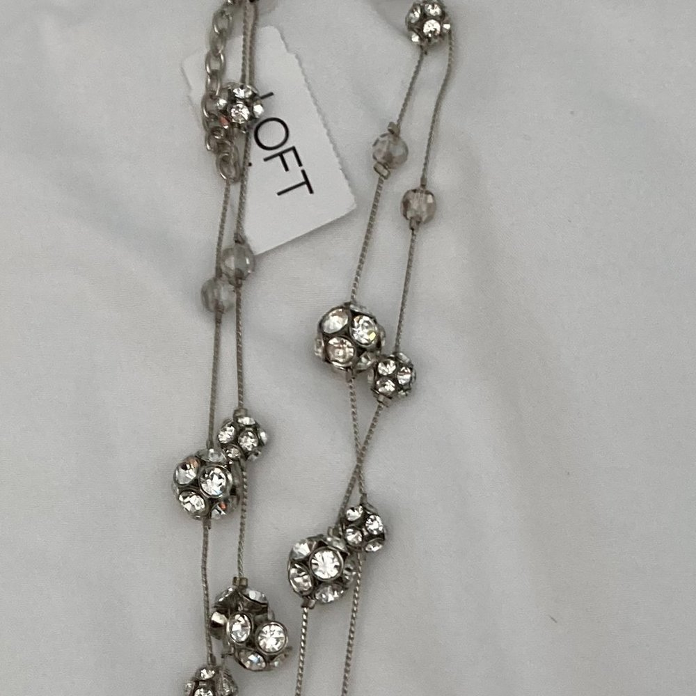 Crystal ball long double necklace  - Loft